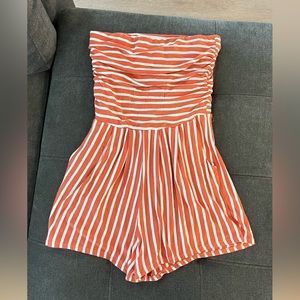 orange and white striped romper